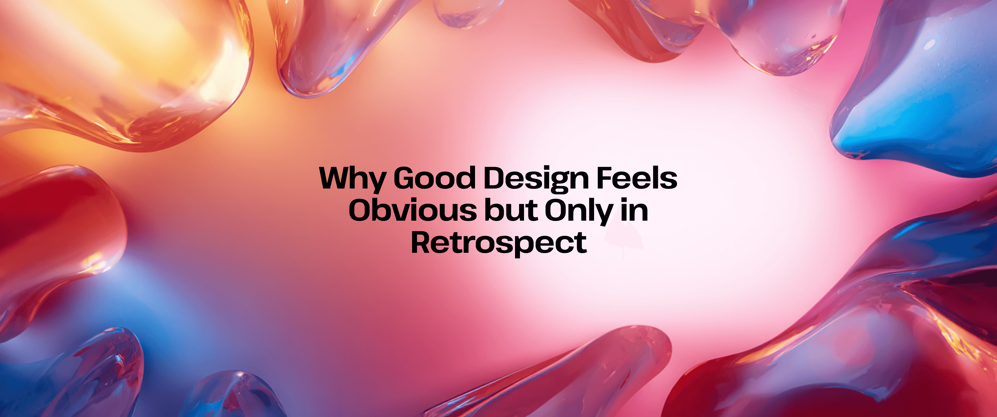 Colorful abstract 3D fluid art illustrating good design principles, design thinking, and UX retrospect